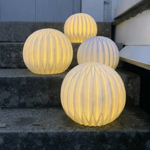 STAR TRADING Luminaire de terrasse LED Sandy, Ø 30 cm blanc plastique batterie^ Lampes Décoratives