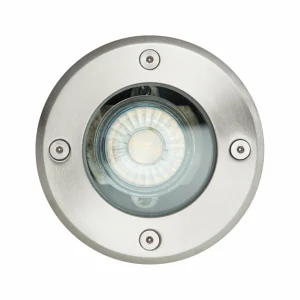 Brilliant Luminaire encastré dans le sol Itch, Ø 11 cm, acier inoxydable, métal^ Spots Encastrés Dans Le Sol D'Extérieur