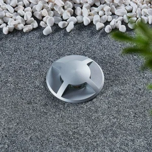 Lucande Luminaire encastré dans le sol Milara, à 4 lampes, aluminium^ Spots Encastrés Dans Le Sol D'Extérieur