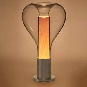 LZF LAMPS LZF Eris Lampe à poser LED verre alu/hêtre^ Luminaires Durables