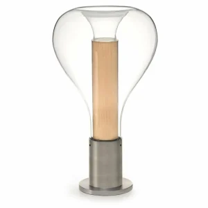 LZF LAMPS LZF Eris Lampe à poser LED verre alu/hêtre^ Luminaires Durables