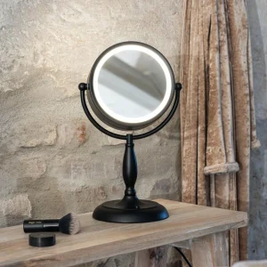 Markslöjd Miroir de table Face avec lumière, noir, métal, hauteur 36 cm^ Meubles & Aménagements