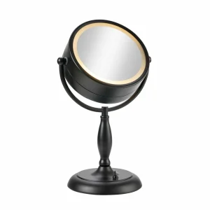 Markslöjd Miroir de table Face avec lumière, noir, métal, hauteur 36 cm^ Meubles & Aménagements