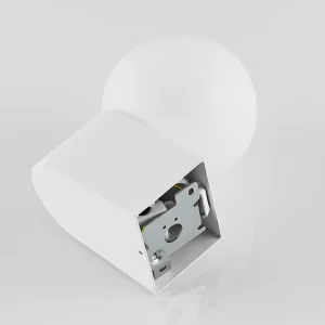 Molto Luce applique d'extérieur Lanu Round, blanc, aluminium/verre^ Appliques Murales Extérieures