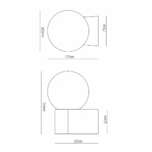 Molto Luce applique d'extérieur Lanu Round, noir, aluminium/verre^ Appliques Murales Extérieures