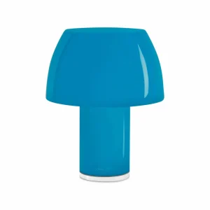 NEMO Lampe à poser LED rechargeable Lorosae, bleu, verre, IP54, USB^ Lampes Décoratives