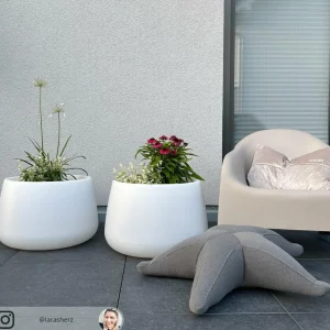Newgarden bac à plantes solaire LED Camelia, Ø 59 cm, blanc^ Lampes Décoratives
