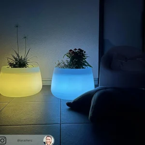 Newgarden bac à plantes solaire LED Camelia, Ø 59 cm, blanc^ Lampes Décoratives