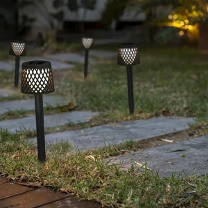 Newgarden lampe solaire LED Gretita, noir, piquet de terre, 4 pièces^ Lampes Décoratives