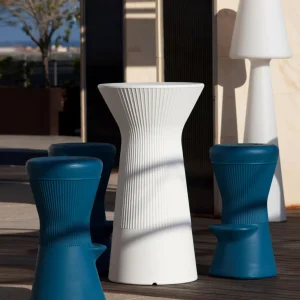 Newgarden LED table haute rechargeable Capri, RGBW, hauteur 110 cm, blanc^ Meubles & Aménagements