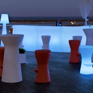 Newgarden LED table haute rechargeable Capri, RGBW, hauteur 110 cm, blanc^ Meubles & Aménagements
