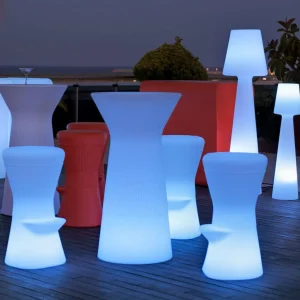 Newgarden LED table haute rechargeable Capri, RGBW, hauteur 110 cm, blanc^ Meubles & Aménagements