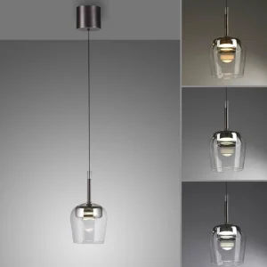 Q-Smart-Home Paul Neuhaus Suspension Smart LED Q-Kon argenté Ø 21 cm^ Suspensions Connectées