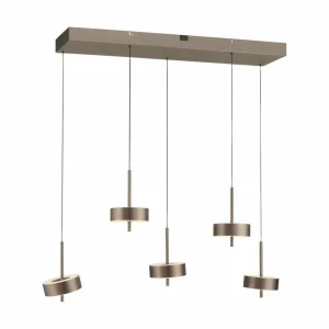 Q-Smart-Home Paul Neuhaus Suspension Smart LED Q-Rotate brun foncé à 5 lampes^ Suspensions Connectées