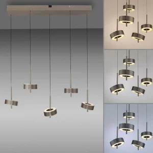 Q-Smart-Home Paul Neuhaus Suspension Smart LED Q-Rotate brun foncé à 5 lampes^ Suspensions Connectées