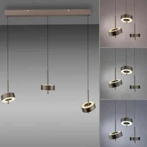 Q-Smart-Home Paul Neuhaus Suspension Smart LED Q-Rotate marron foncé à 3 lampes^ Suspensions Connectées