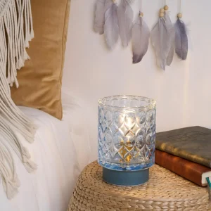 Pauleen Chic Glamour LED E14 batterie bleu métal^ Lampes Décoratives