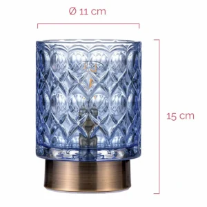 Pauleen Chic Glamour LED E14 batterie bleu/laiton^ Lampes Décoratives