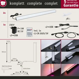Paulmann EntertainLED Lightbar, RVB, 60cm, Set de 2 pièces^ Lampes Décoratives