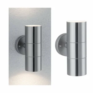 Paulmann Flame applique 2 lampes acier inox^ Appliques Murales Extérieures