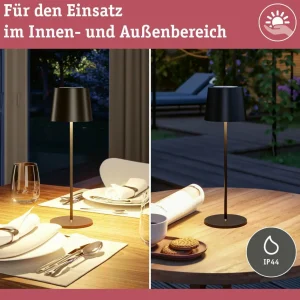 Paulmann Lampe à poser LED rechargeable Gilo, noir, plastique, IP44^ Lampes Décoratives
