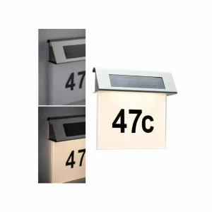 Paulmann numéro maison lumineux solaire LED, IP44^ Boîtes Aux Lettres