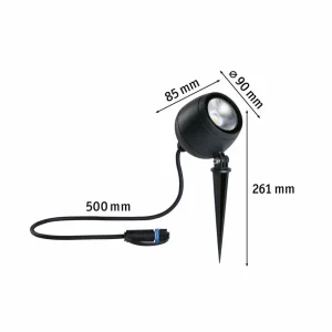 Paulmann Plug & Shine spot LED Kikolo, 3.000 K, 60°, aluminium^ Projecteurs D'Extérieur