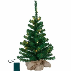 STAR TRADING Petit sapin lumineux LED Toppy dans sac en jute^ Lumière De Noël