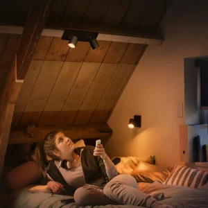 Philips Hue Runner Spot LED à 2 lampes, interrupteur à variateur, noir^ Spots Connectés