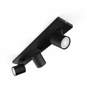 Philips Hue Runner Spot LED à 3 lampes, interrupteur à variateur, noir^ Spots Connectés
