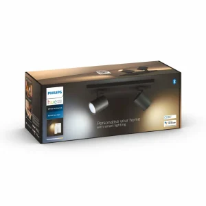 Philips Hue Runner Spot LED à 2 lampes, interrupteur à variateur, noir^ Spots Connectés