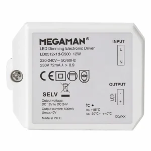 MEGAMAN Pilote LED pour Rico HR, intensité var., 12 W^ Bloc D'Alimentation Courant Constant