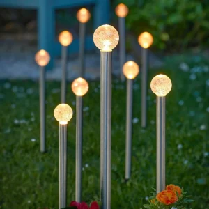 SMART GARDEN Piquet de terre solaire à LED GlowBall, lot de 10, 44 cm^ Lampes Décoratives