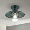 ORION Plafonnier d'extérieur Edward, vert, Ø 27,5 cm, aluminium/verre^ Plafonniers D'Extérieur