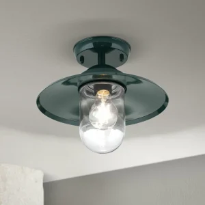 ORION Plafonnier d'extérieur Edward, vert, Ø 27,5 cm, aluminium/verre^ Plafonniers D'Extérieur