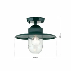 ORION Plafonnier d'extérieur Edward, vert, Ø 27,5 cm, aluminium/verre^ Plafonniers D'Extérieur