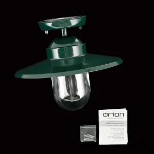 ORION Plafonnier d'extérieur Edward, vert, Ø 27,5 cm, aluminium/verre^ Plafonniers D'Extérieur