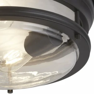 Searchlight Plafonnier Glasgow avec abat-jour en verre, IP44 noir^ Plafonniers D'Extérieur