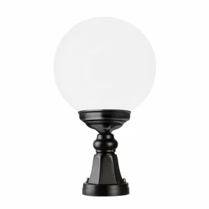 LCD Potelet 1141 avec abat-jour sphérique, noir/blanc^ Potelets Extérieurs