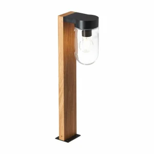 Brilliant Potelet Cabar aspect bois avec abat-jour en verre^ Potelets Extérieurs