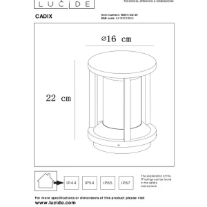 Lucide Potelet Cadix aluminium moulé sous pression 22 cm^ Potelets Extérieurs