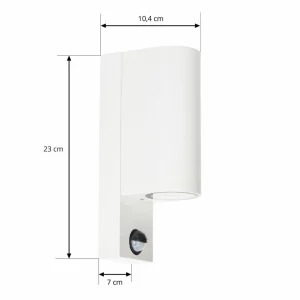 PRIOS applique d'extérieur Tetje, blanc, rond, capteur, lot de 2^ Appliques D'Extérieur Avec Détecteur