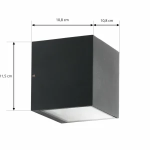 PRIOS applique d'extérieur Tetje, noir, angulaire, 11,5 cm^ Appliques Murales Extérieures