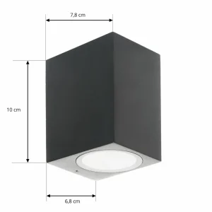 PRIOS applique d'extérieur Tetje, noir, angulaire, 10 cm, set de 4 pièces^ Appliques Murales Extérieures