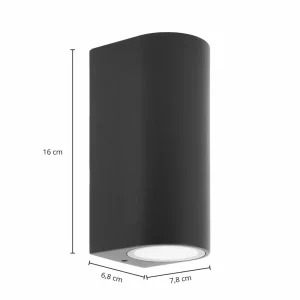 PRIOS applique d'extérieur Tetje, noir, rond, 16 cm, set de 4 pièces^ Appliques Murales Extérieures