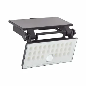 Brilliant Projecteur mural solaire à LED pour l'extérieur Luton Sensor, noir, L 19^ Lampes Solaires Avec Détecteur