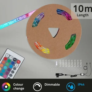 Briloner Ruban LED Superline, télécommande, 10 m, RVB, IP44^ Lampes Décoratives