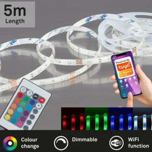 Briloner Ruban RVB LED WiFi, 500 cm, avec télécommande^ Lampes Décoratives