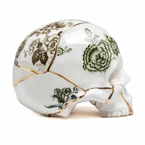 SELETTI Sculpture Kintsugi Skull, blanc, porcelaine, or^ Meubles & Aménagements