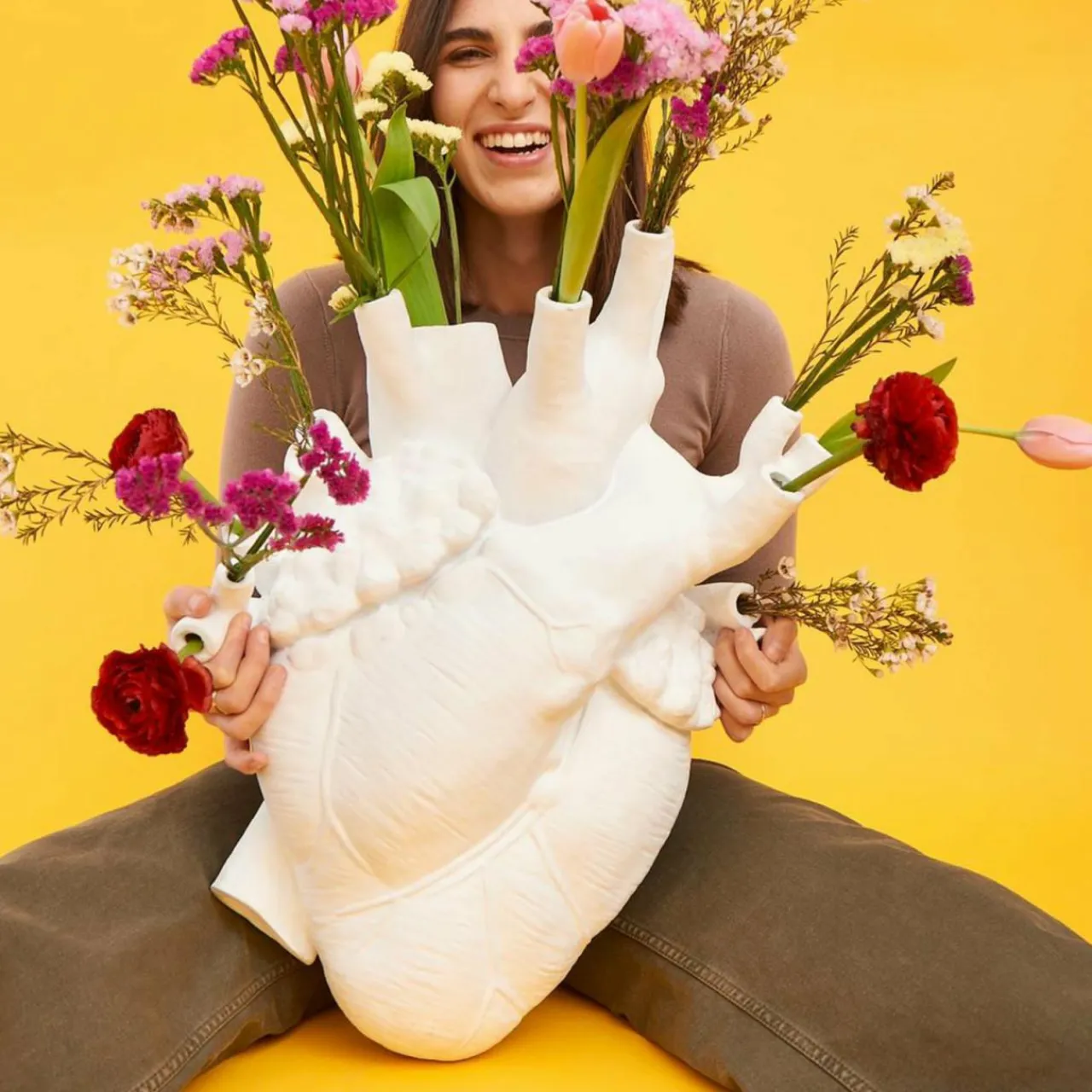 SELETTI Vase Love in Bloom Giant, blanc, H 60 cm, fibre de verre^ Meubles & Aménagements